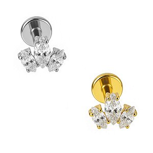 Trio de Navetes Marquise Labret de Titânio