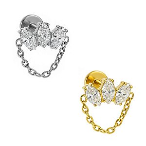 Trio de Navetes com Corrente Labret de Titânio