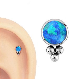 Labret Indiano de Titânio com Opala