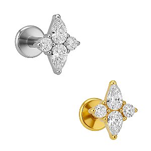 Estrela Cravejada Labret de Titânio