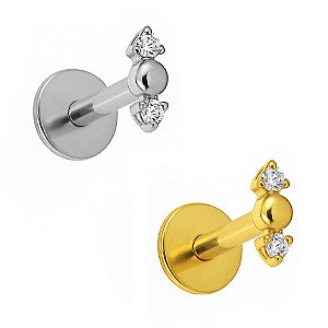 Barrinha Cravejada Labret de Titânio