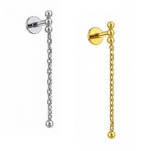 Trio de Beads com Corrente Labret de Titânio