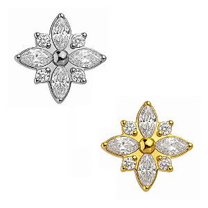 Flor Labret de Titânio Cravejada