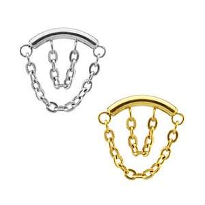 Labret Curvo de Titânio com Corrente