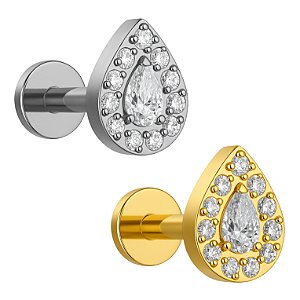Piercing Mini Gota Labret de Titânio Cravejada