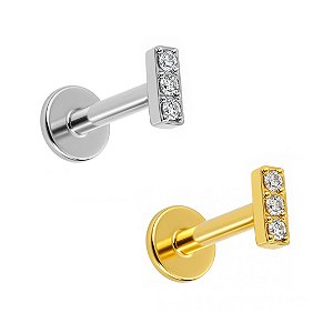 Labret Mini Barrinha Cravejada de Titânio