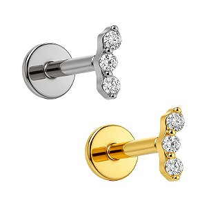 Labret Mini Cluster 3 Zircônias em Titânio