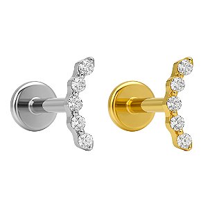 Labret Mini Cluster 5 Zircônias em Titânio