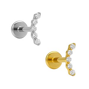 Labret Mini Cluster 5 Zircônias em Titânio