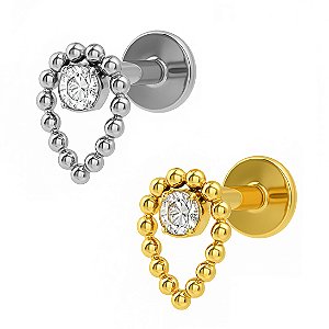 Labret Gota de Beads com Zircônia em Titânio