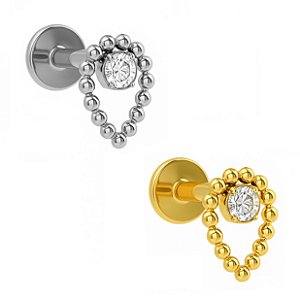 Labret Gota de Beads com Zircônia em Titânio