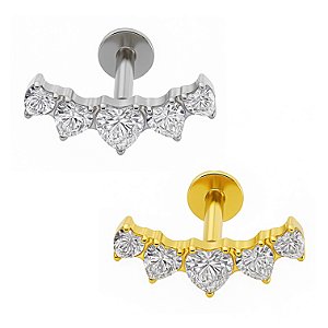 Labret Cluster de Corações em Titânio