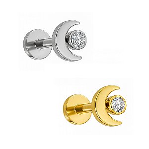 Labret Lua com Zircônia em Titânio