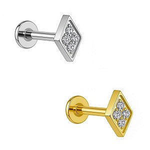 Labret Losango Cravejado em Titânio