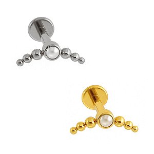 Labret Cluster de Beads com Pérola em Titânio