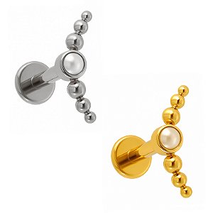 Labret Cluster de Beads com Pérola em Titânio