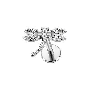 Labret Libélula de Titânio Cravejada