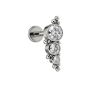 Labret Cluster Indiano de 3 Pedras Titânio