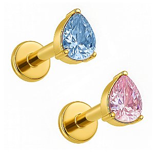 Labret Mini Gota de Zircônia em Titânio