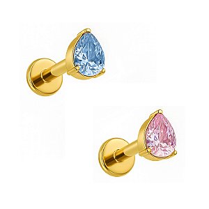 Labret Mini Gota de Zircônia em Titânio