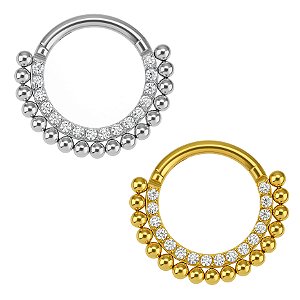 Argola Cravejada com Beads de Titânio