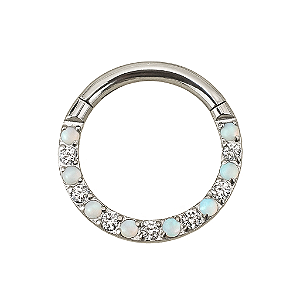 Argola de Titânio com Zircônias e Opalas