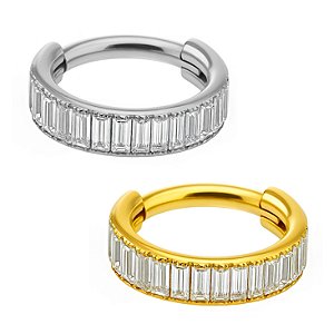 Argola de Titânio com Baguetes de Zircônia