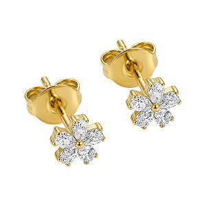 Brincos de Flor em Titânio com Zircônias