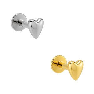 Labret Mini Coração de Titânio Liso Push Pin
