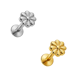 Labret Mini Girassol de Titânio Push Pin