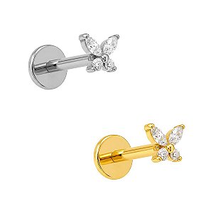 Labret Mini Borboleta de Titânio com Zircônias