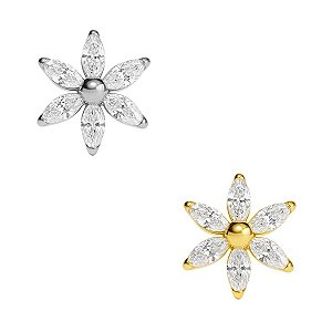 Labret Flor Estrela de Titânio com Zircônias