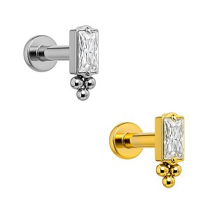 Labret Baguete com Beads em Titânio