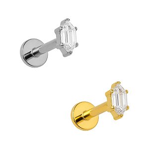 Labret de Titânio Mini Baguete Hexagonal