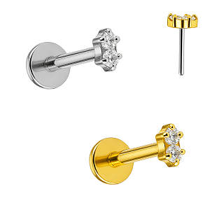 Mini Labret de Titânio com 2 Zircônias