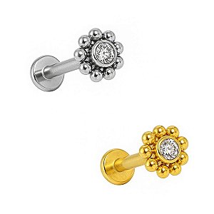 Labret Mini Sol de Titânio com Zircônia
