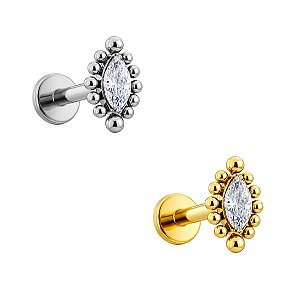 Labret de Titânio Navete com Beads