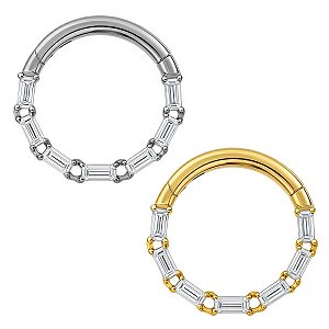 Argola de Titânio com Baguetes de Zircônia