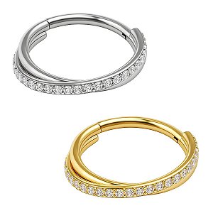 Argola Entrelaçada de Titânio com Zircônias