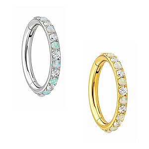Argola Slim de Titânio com Zircônia e Opala