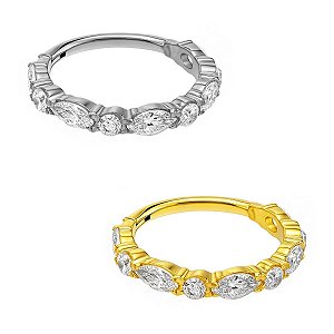 Argola de Titânio com Zircônias Intercaladas