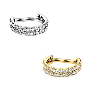 Argola D de Titânio com 2 Fileiras de Zircônia