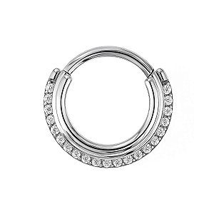 Argola Saturno de Titânio Cravejada