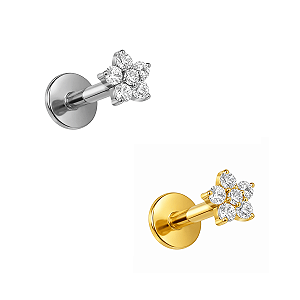 Labret Mini Flor Belli 3mm de Titânio com Zircônia Push Pin