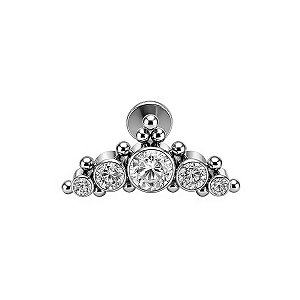 Cluster Indiano Coroa Labret de Titânio com 5 Zircônias