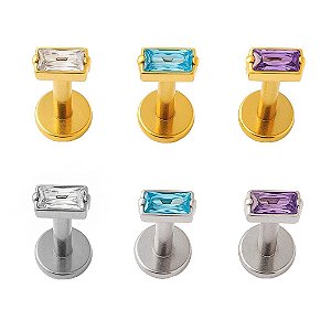 Labret Baguete de Titânio com Zircônia