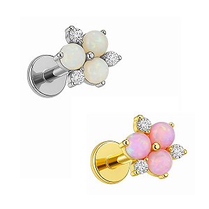 Labret Flor Trillion de Titânio
