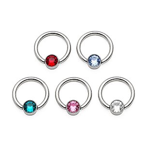 Argola Captive Flat de Cristal em Aço