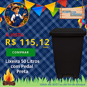 Lixeira Plástica de 50 Litros com Pedal e Haste de Ferro