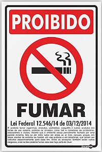 Placa Proibido Fumar Lei Federal nº 12.546